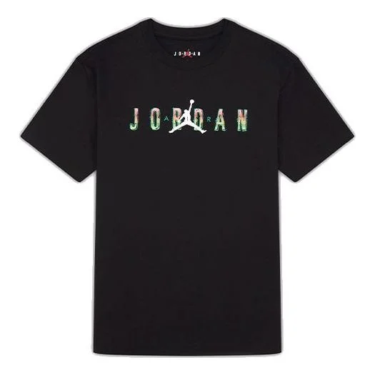 Air Jordan DNA Printing Alphabet Large Logo Short Sleeve Black DQ5884-010 - 1