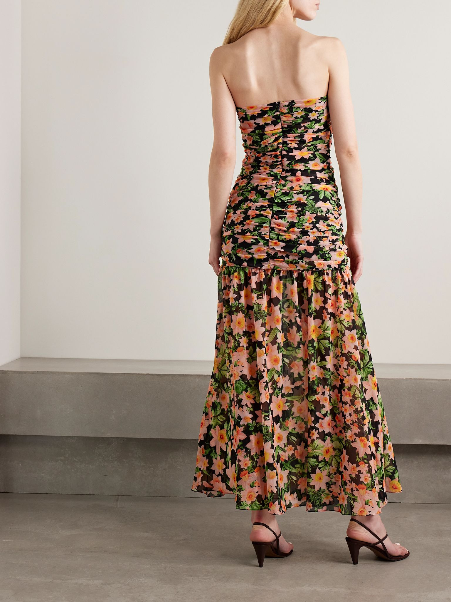 Viola lace-trimmed floral-print chiffon midi dress Multi - 3