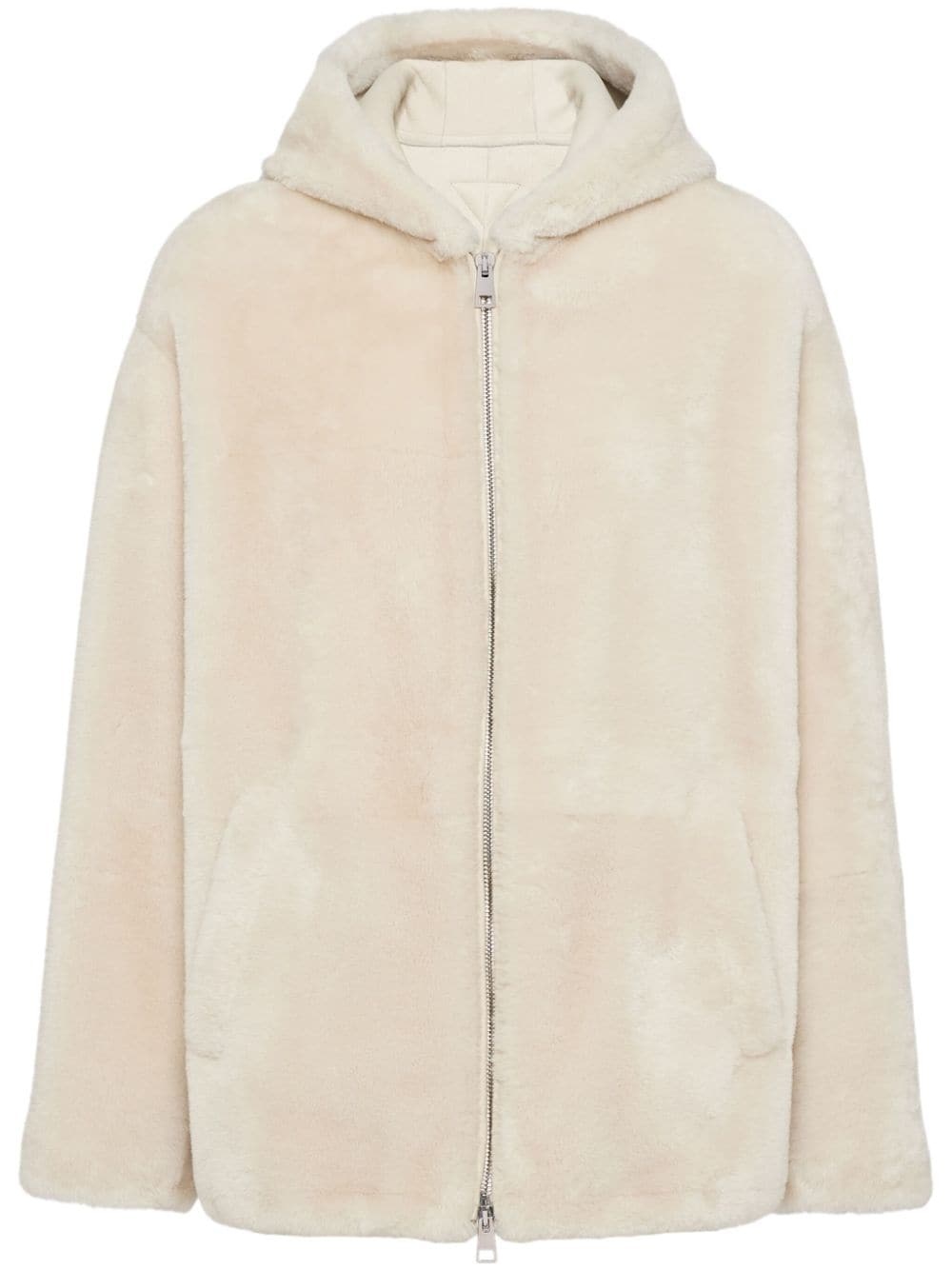hooded shearling jacket - 1