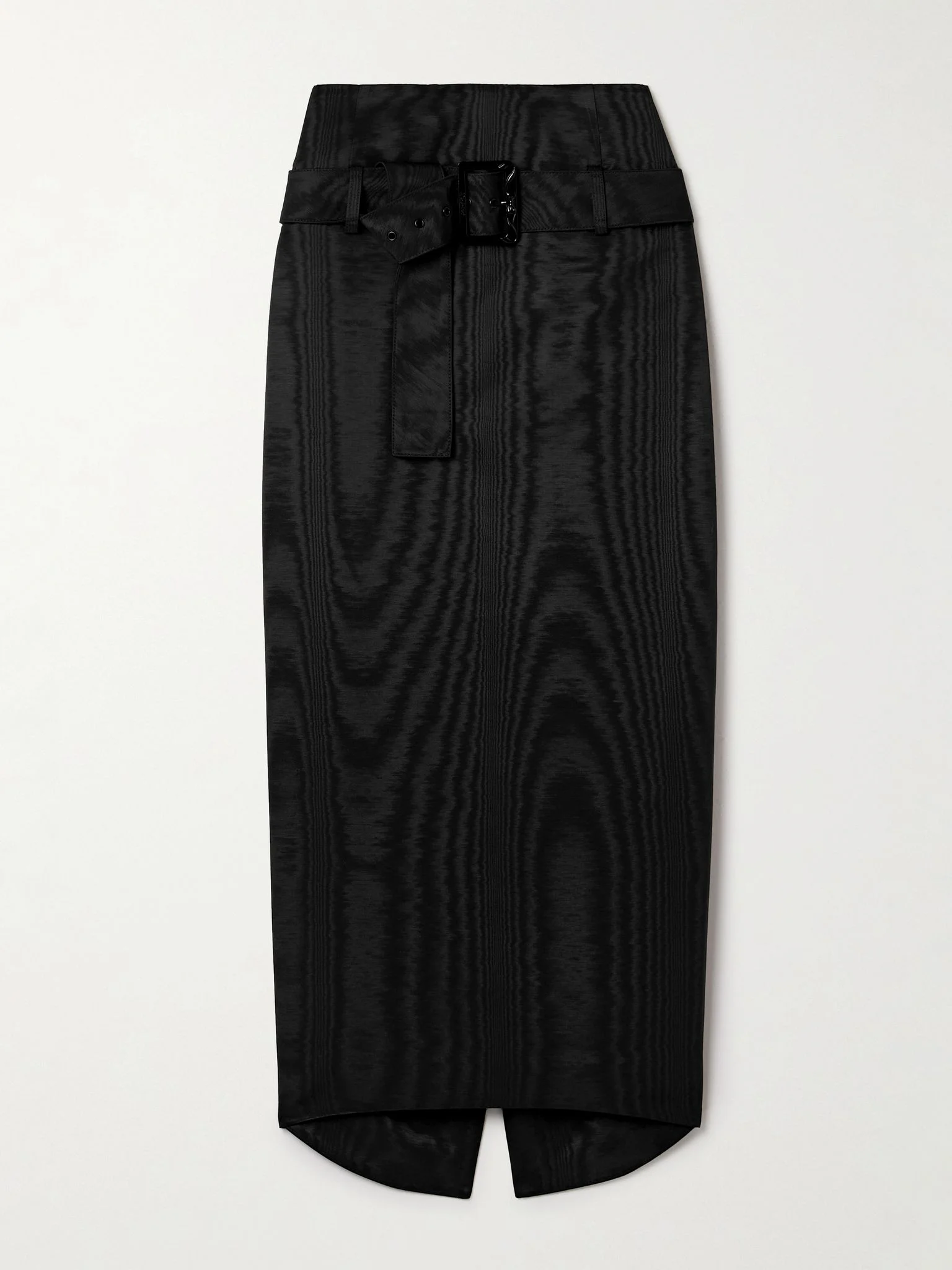 Salon belted recycled-moire midi skirt Black - 1