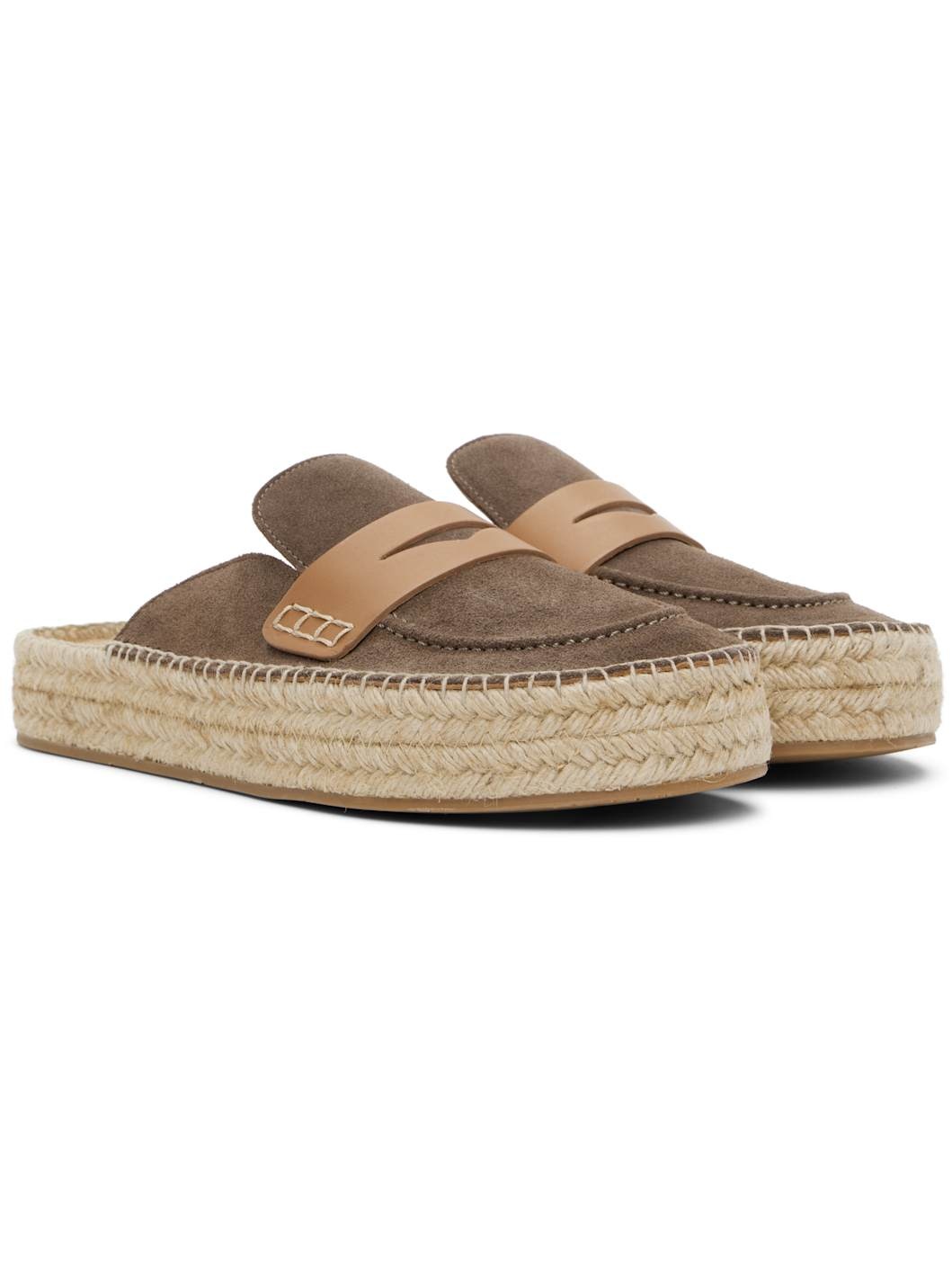 Taupe Espadrille Loafer Mules - 4