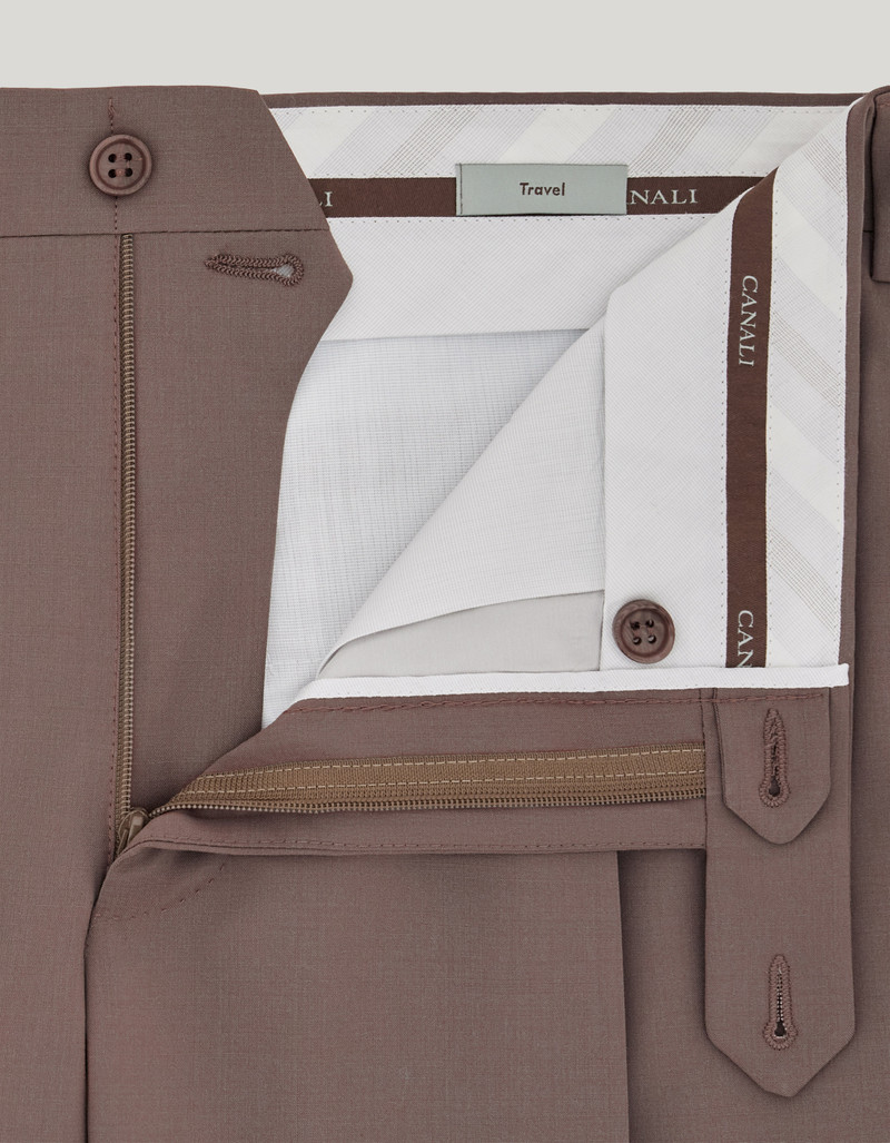 WALNUT STRETCH WOOL REGULAR-FIT PANTS 5