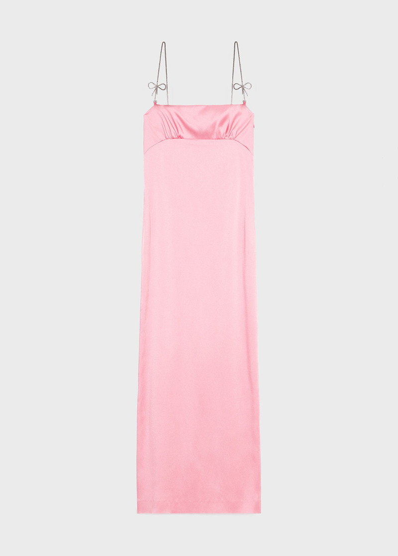 MIDI DRESS IN SATIN WITH RHINESTONE DETAILS - 1