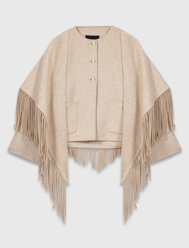 Cropped wool coat with removable scarf 1