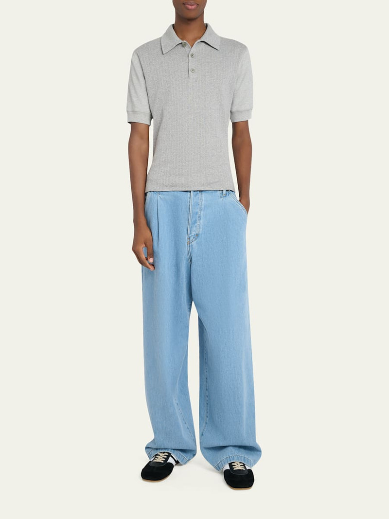 Dries Van Noten Men's Light Blue Pleated Denim Jeans outlook