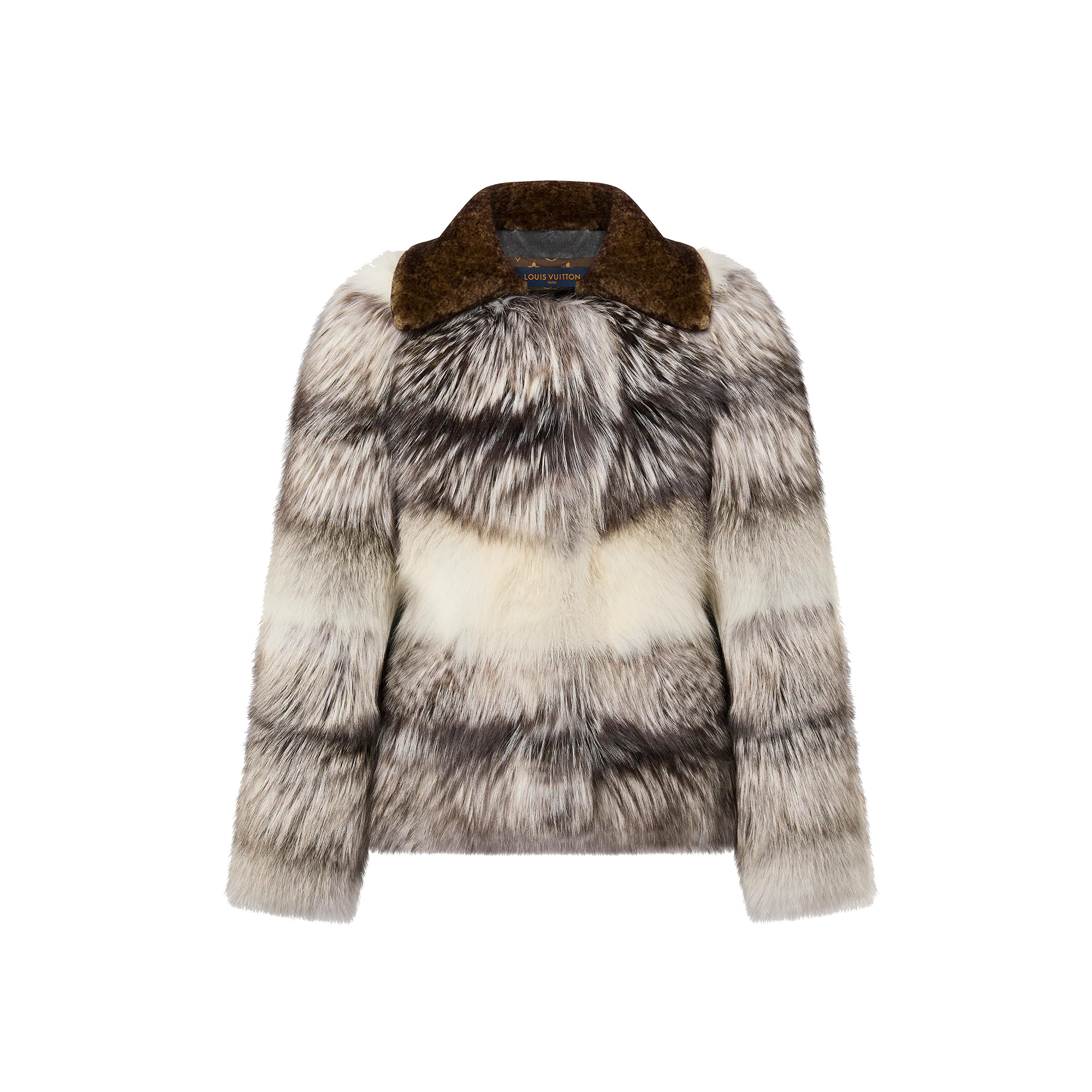 Chunky Stripes Fox Fur Coat - 1