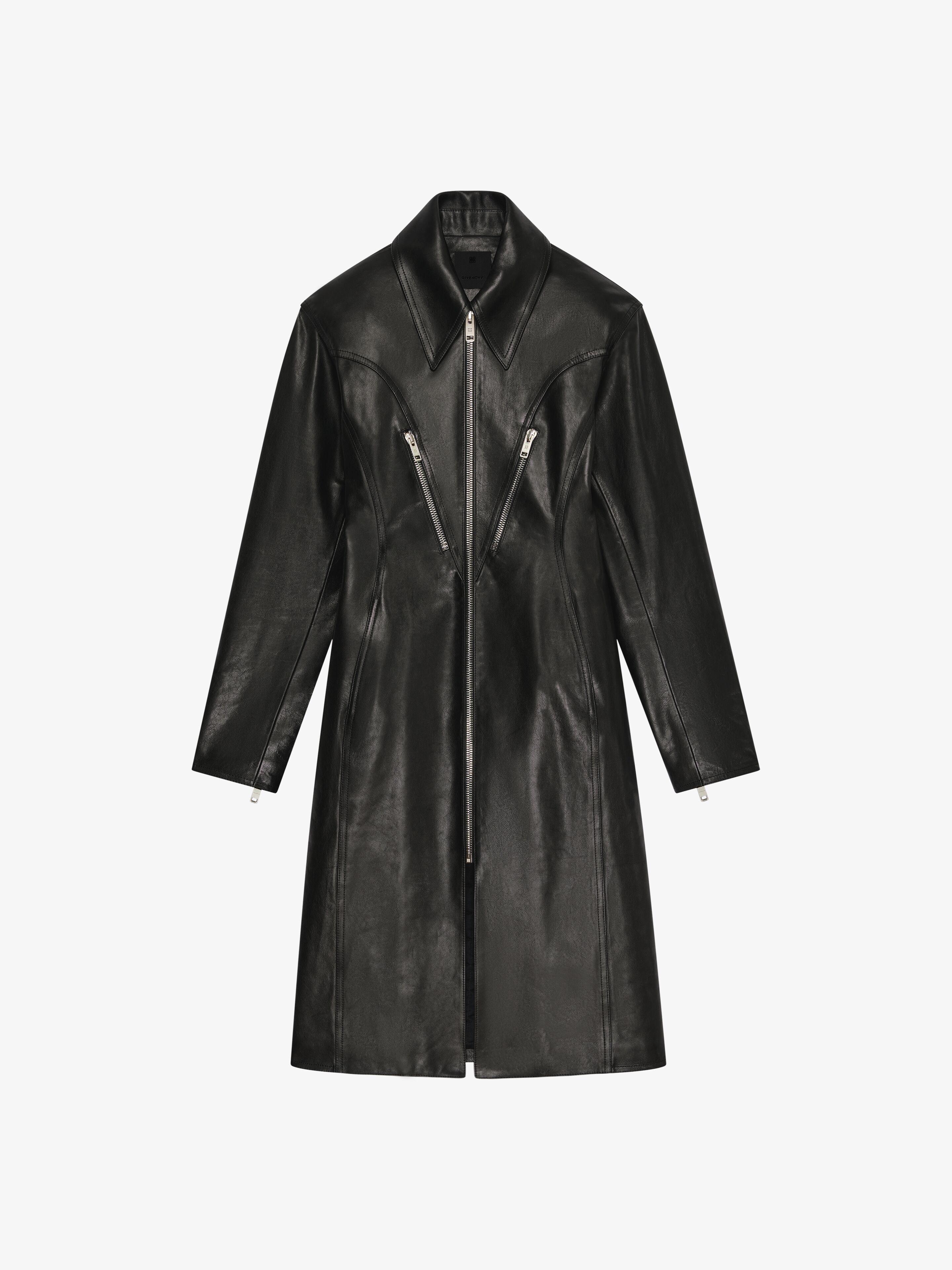 ZIPPED COAT WITH ZIP DETAILS IN LEATHER - 1