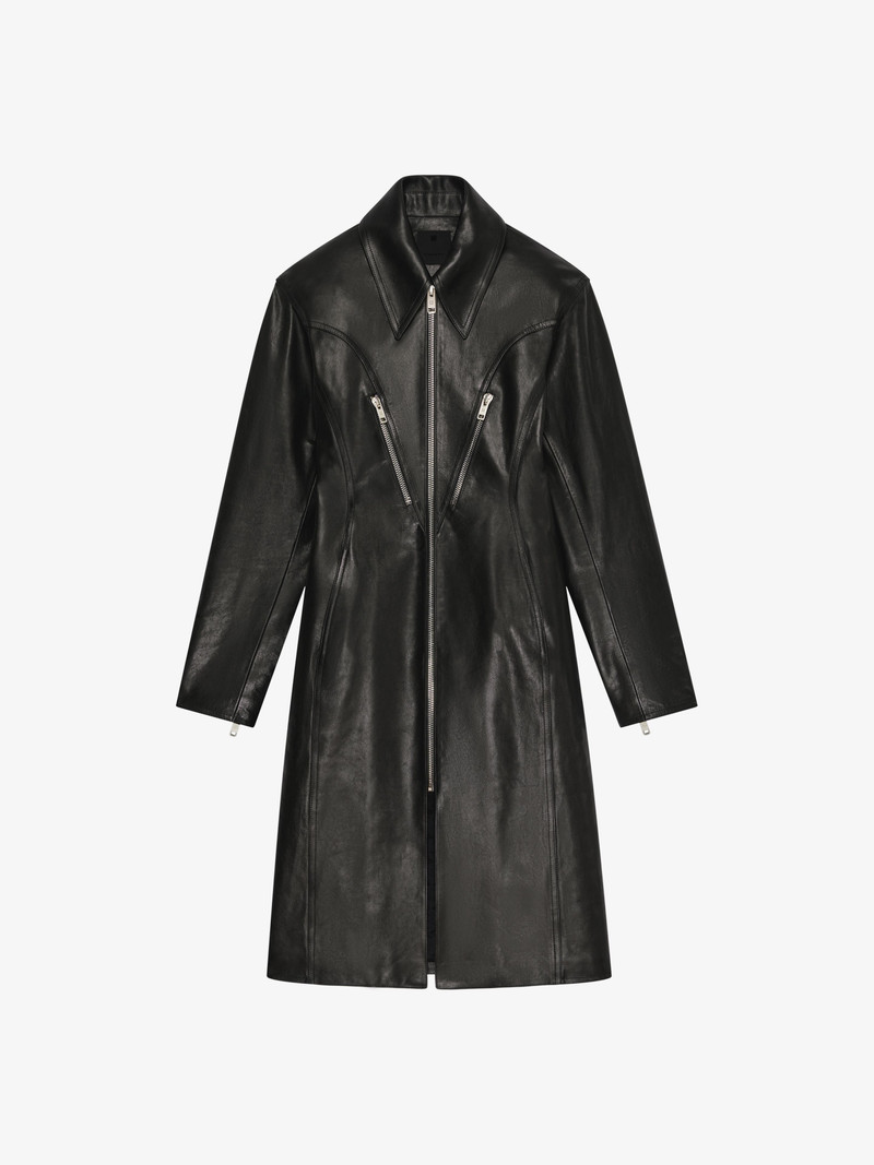 ZIPPED COAT WITH ZIP DETAILS IN LEATHER 1