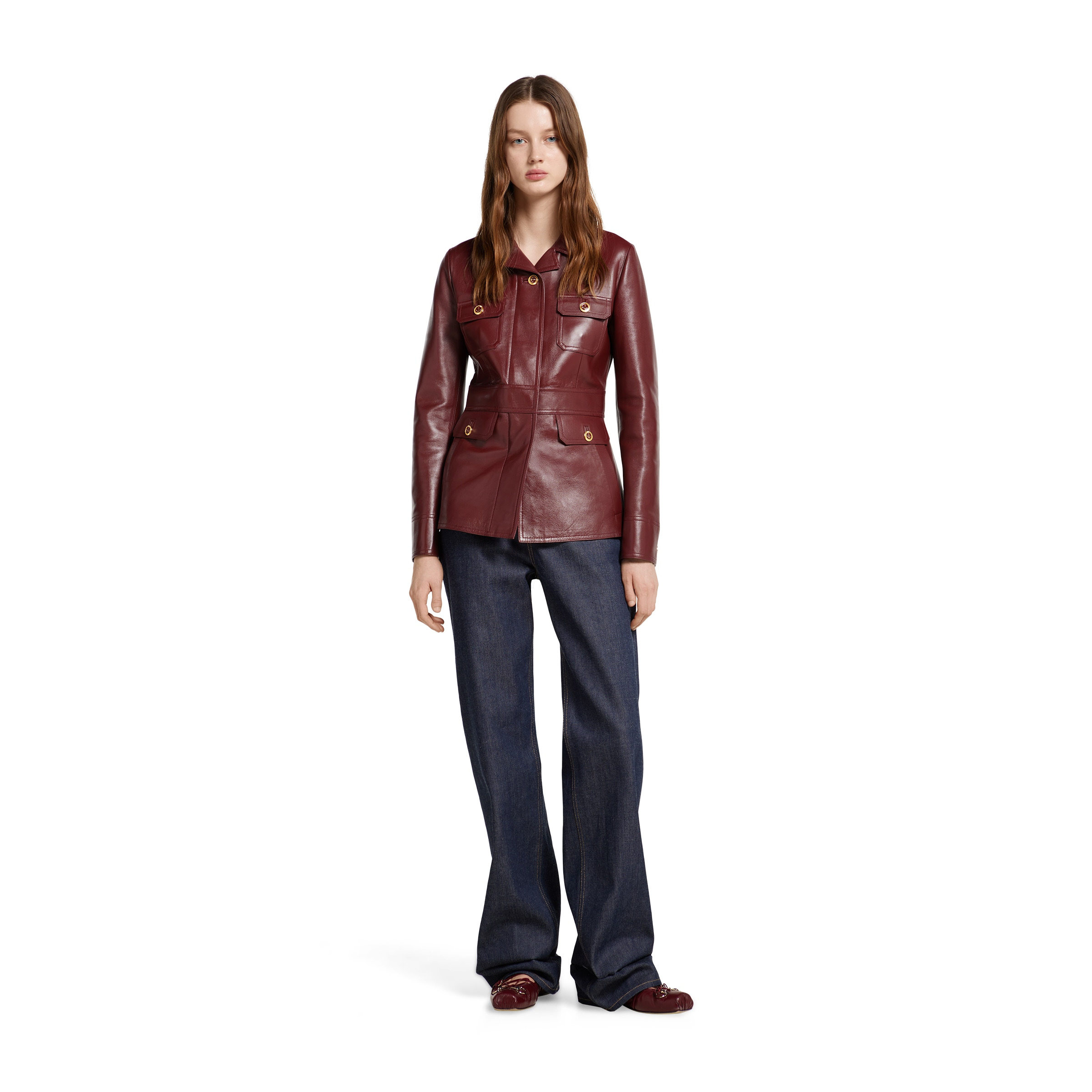 Leather jacket with embossed logo - 2