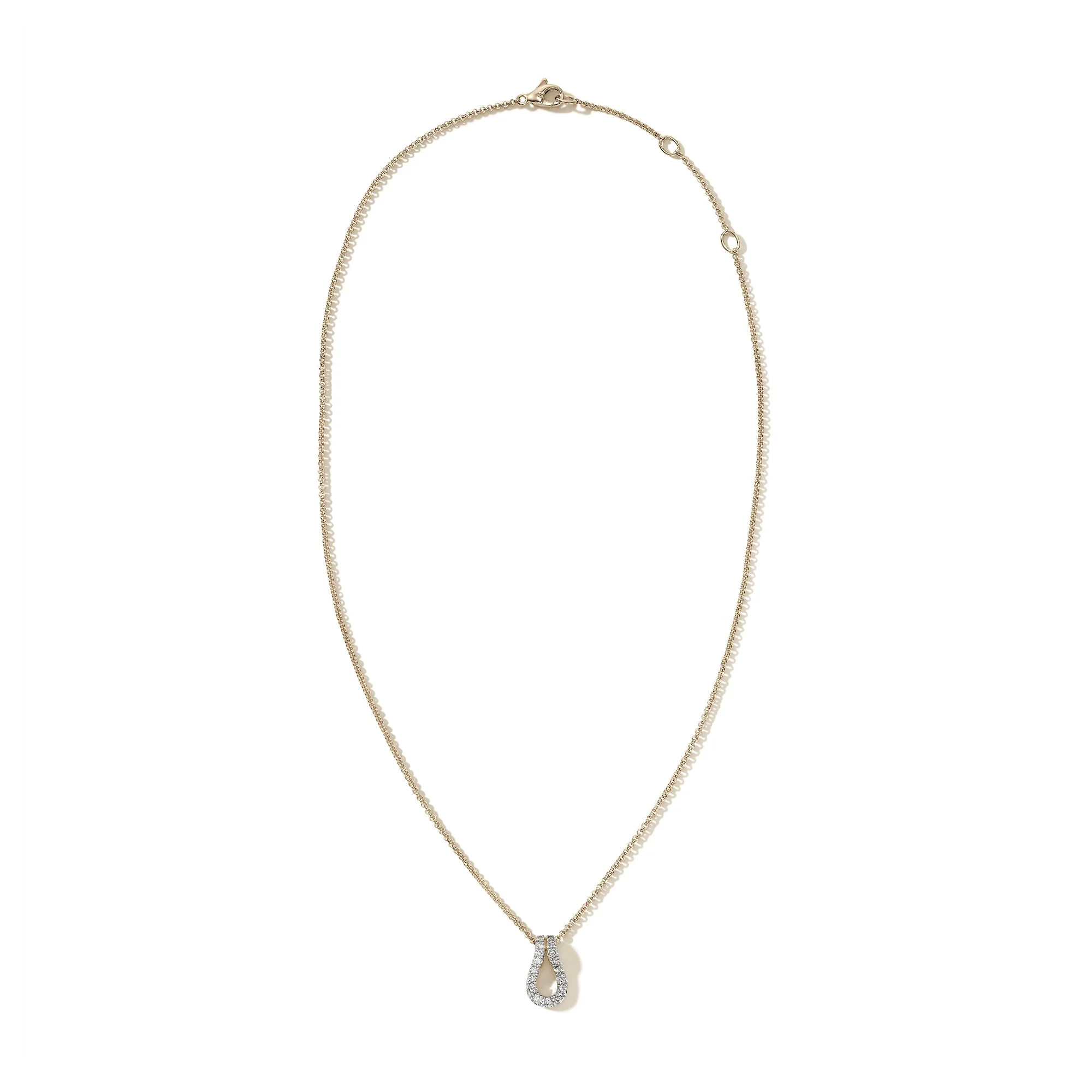 Surf Pendant Necklace, Gold, Diamonds - 1