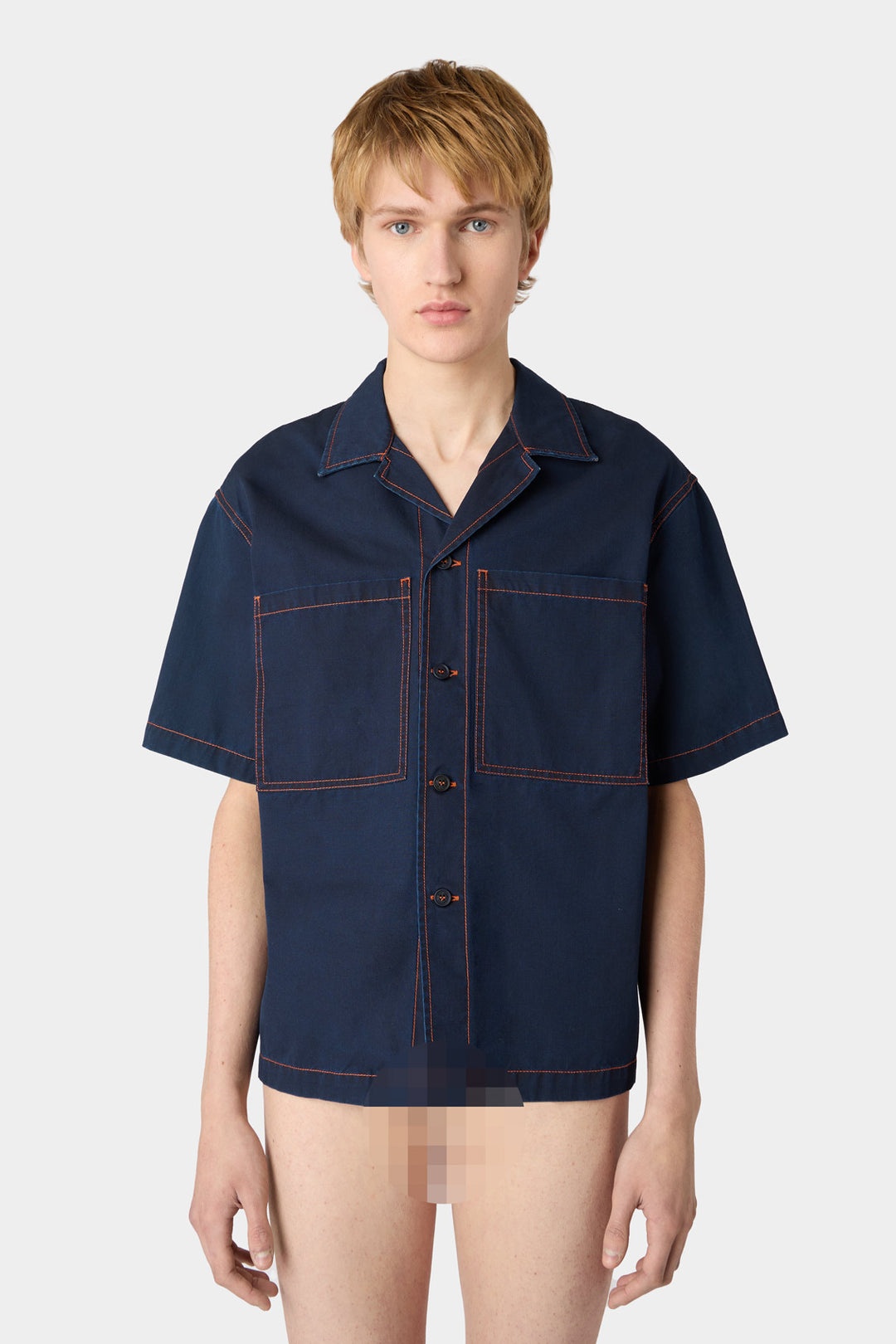 POCKET SHORTSLEEVE SHIRT / mid-washed denim - 1
