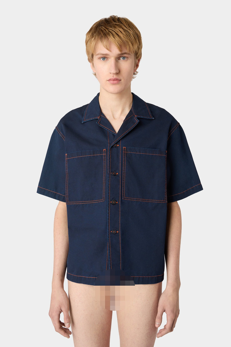 POCKET SHORTSLEEVE SHIRT / mid-washed denim 1