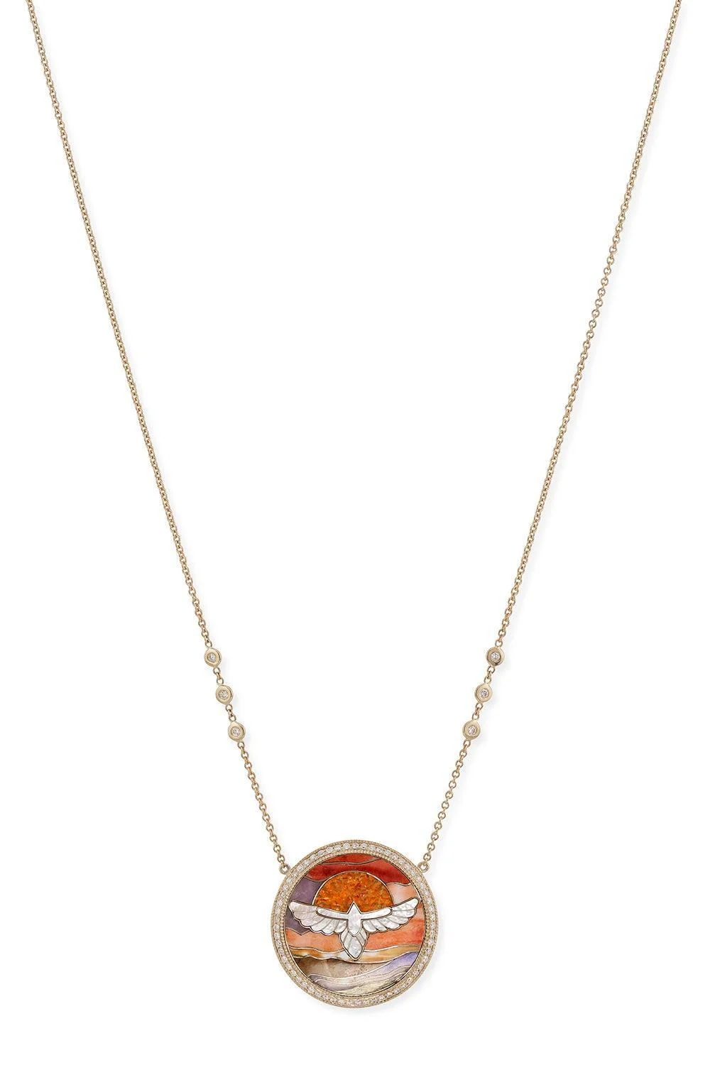 Diamond Pearl Thunderbird Scenic Necklace - 1
