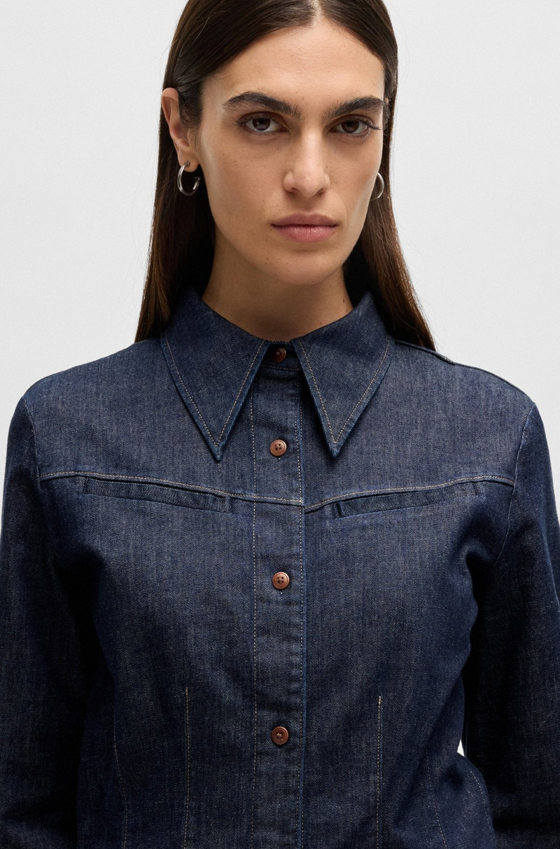 SLIM-FIT SHIRT IN BLUE STRETCH DENIM 4