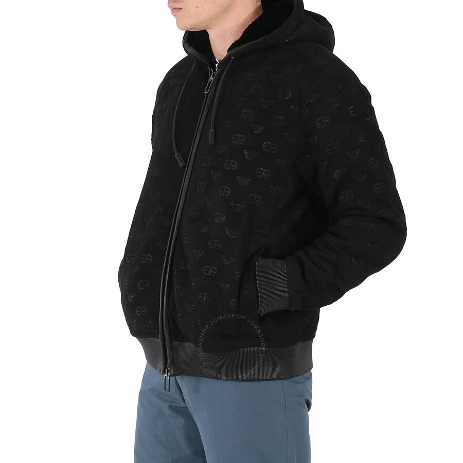 Emporio Armani Men's Black Logo-Embroidered Blouson Jacket - 4