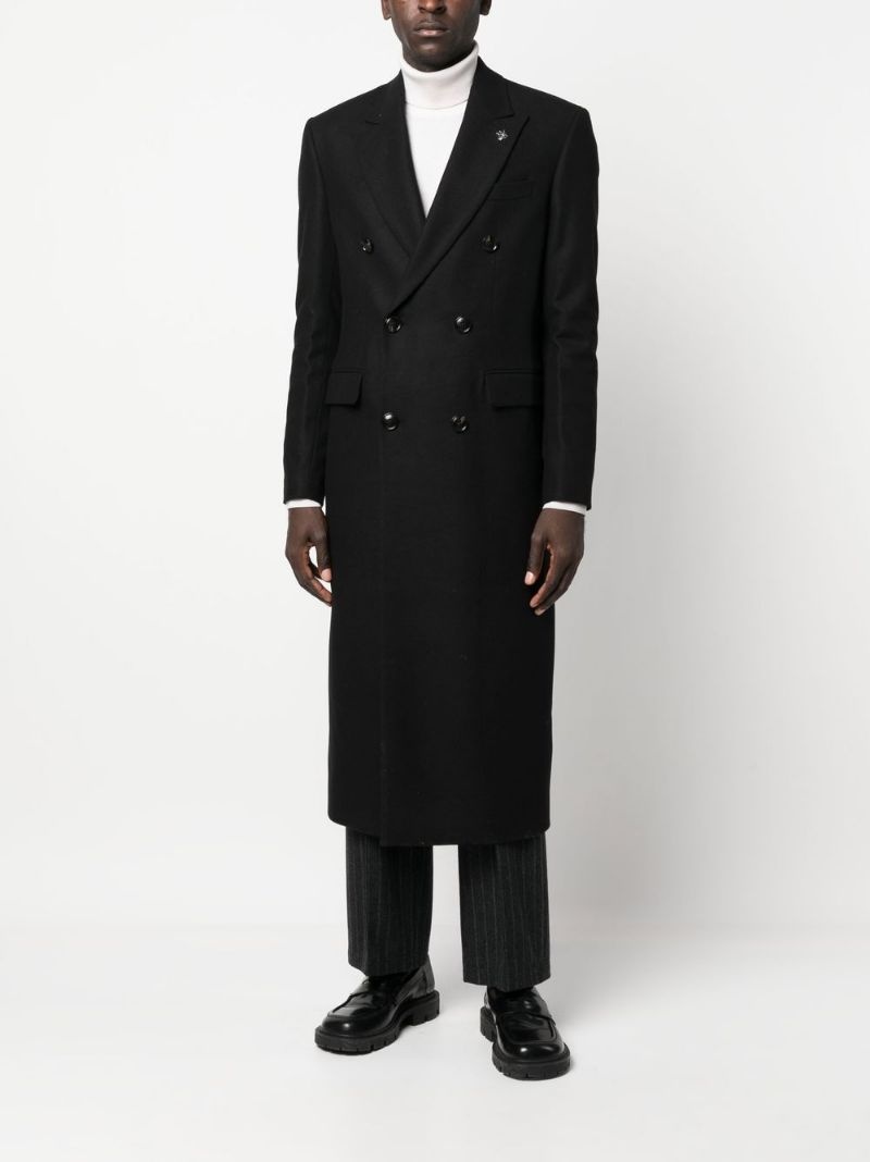 double-breasted notched-lapel coat - 2