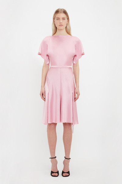 Victoria Beckham Draped Sleeve Cut Out Mini Dress In Rose outlook