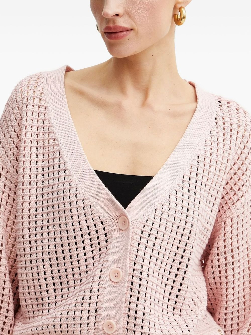 open-knit V-neck cardigan - 3