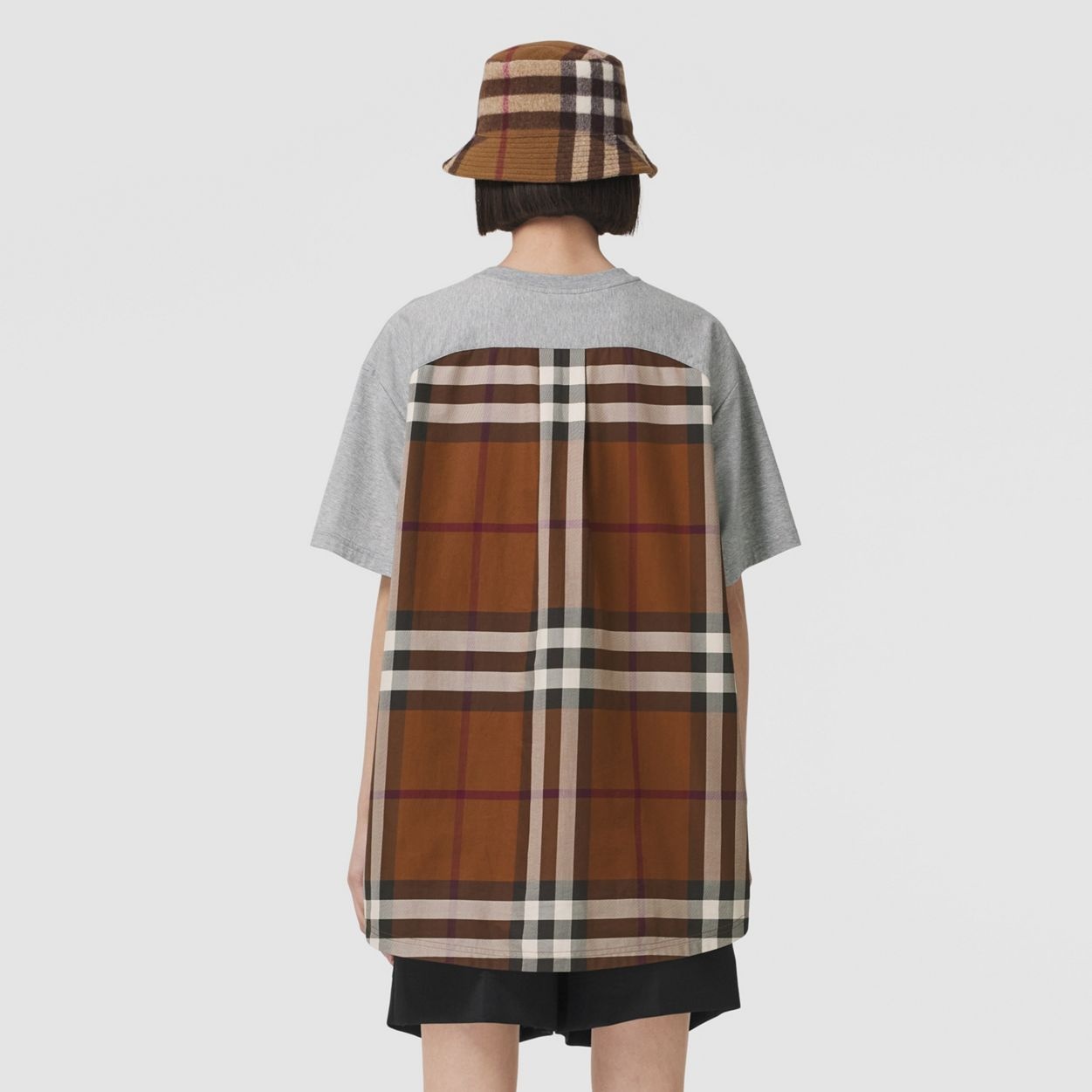 Check Panel Cotton Oversized T-shirt - 4