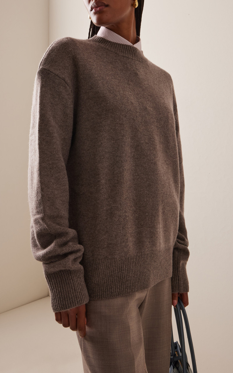 The Frankie Shop Rafaela Merino Wool-Cashmere Sweater brown outlook