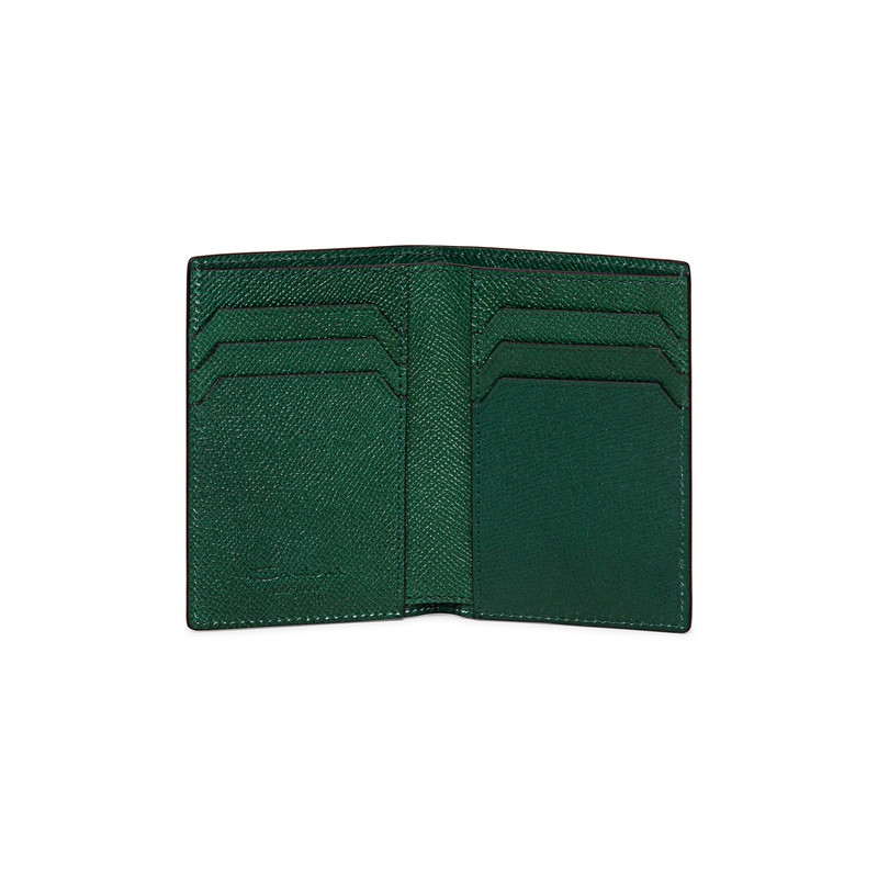 Green saffiano leather vertical wallet 3