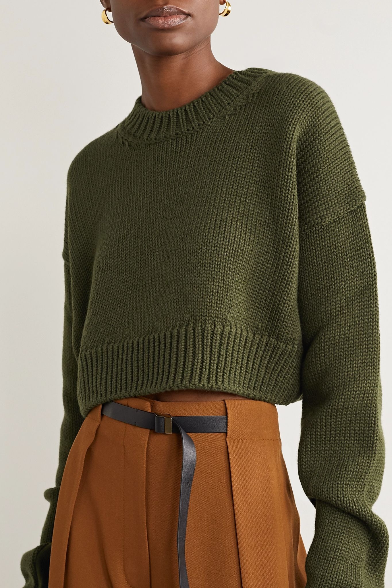 Cropped knitted sweater - 3