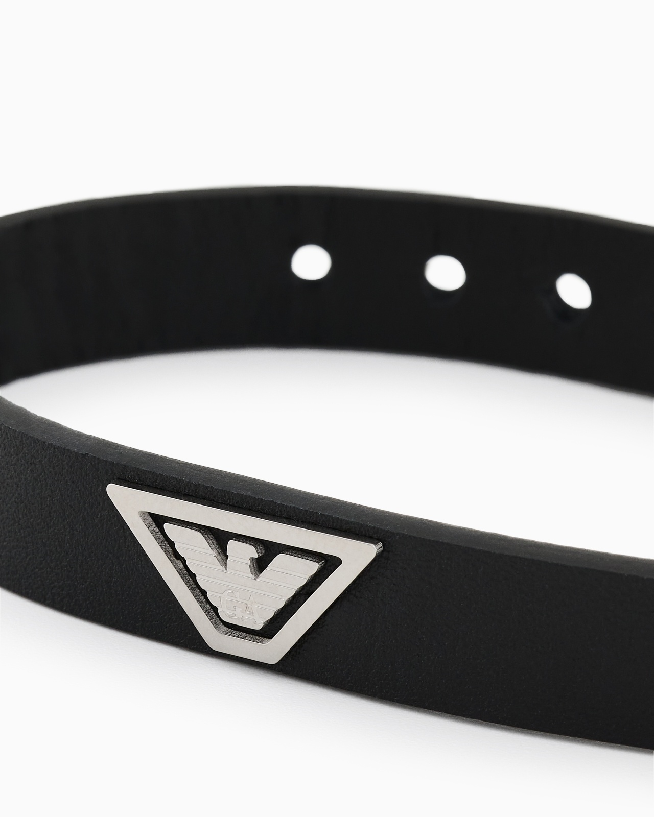 BLACK LEATHER STRAP BRACELET - 3