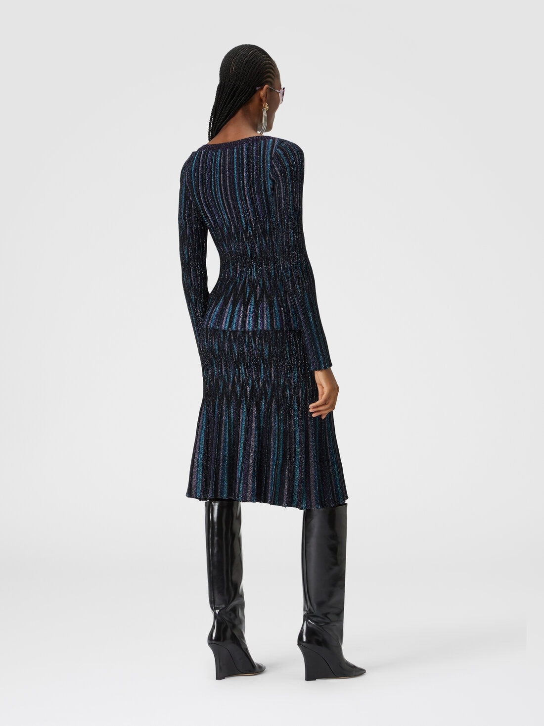 Flared midi skirt with lamé diamond motif - 3