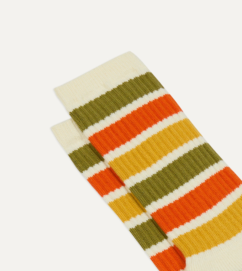 Olive, Yellow and Orange Striped Sport Socks 3