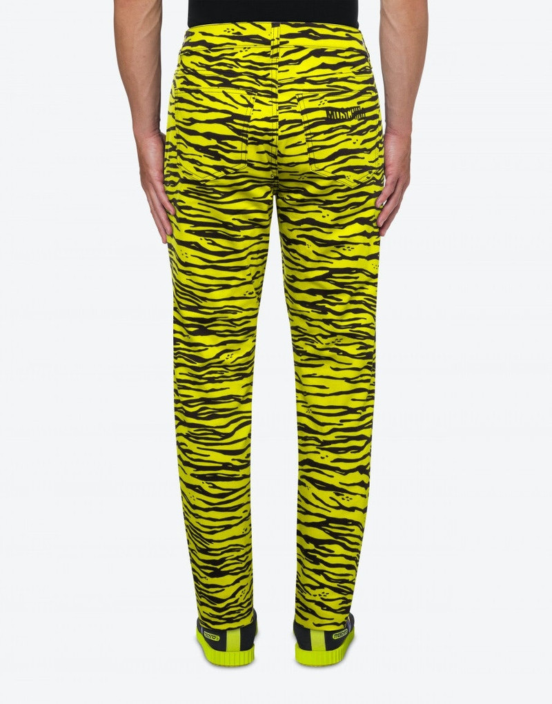 STRETCH GABARDINE TIGER PRINT TROUSERS 3