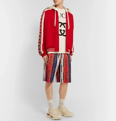 GUCCI Webbing-Trimmed Tech-Jersey Zip-Up Hoodie outlook