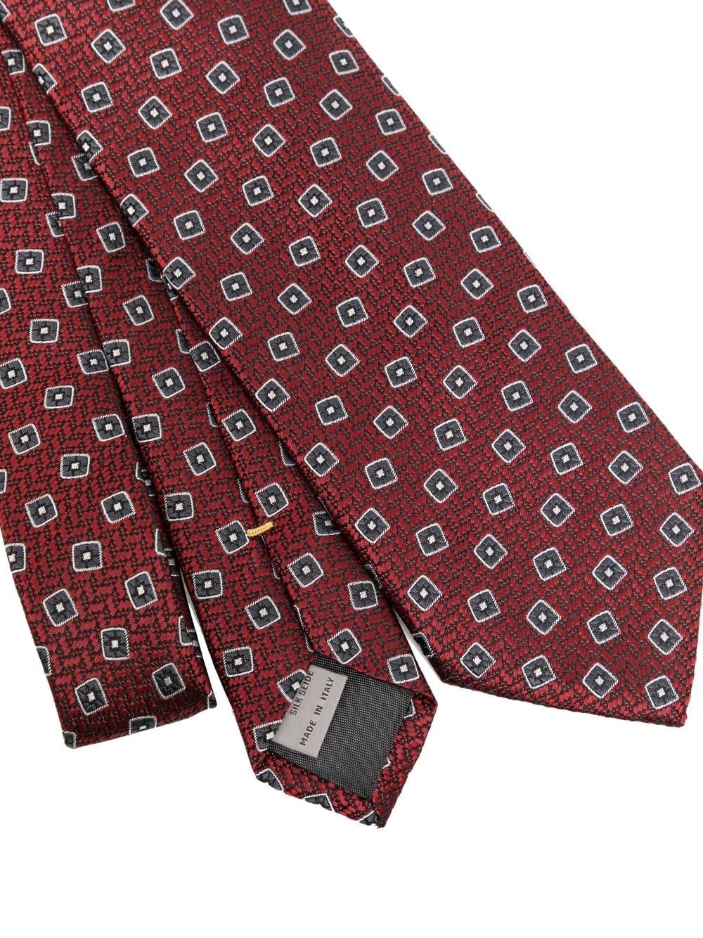 patterned jacquard silk tie - 2