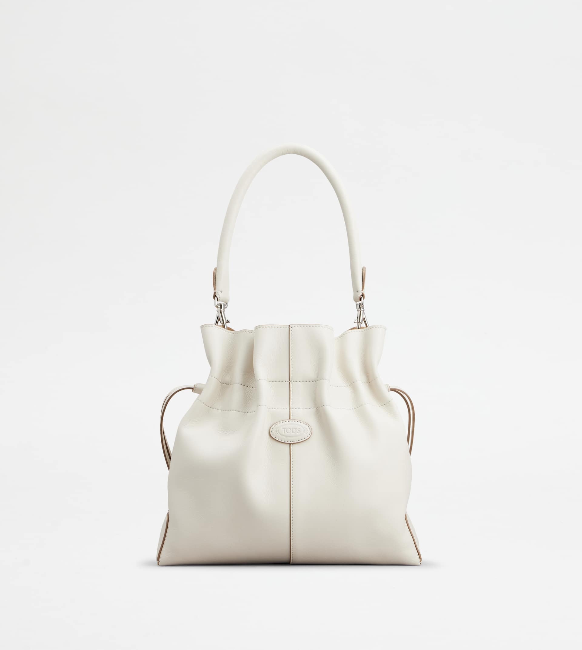 TOD'S DI BAG BUCKET BAG IN LEATHER SMALL WITH DRAWSTRING - WHITE - 1