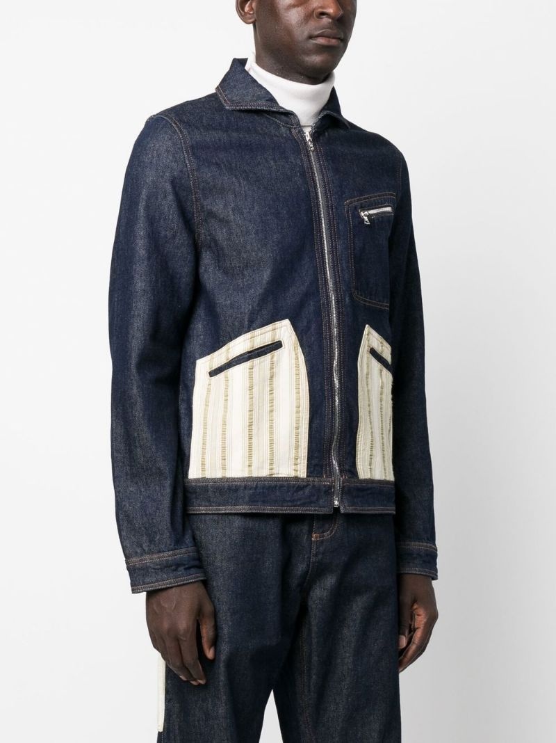 contrast-panel denim jacket - 3