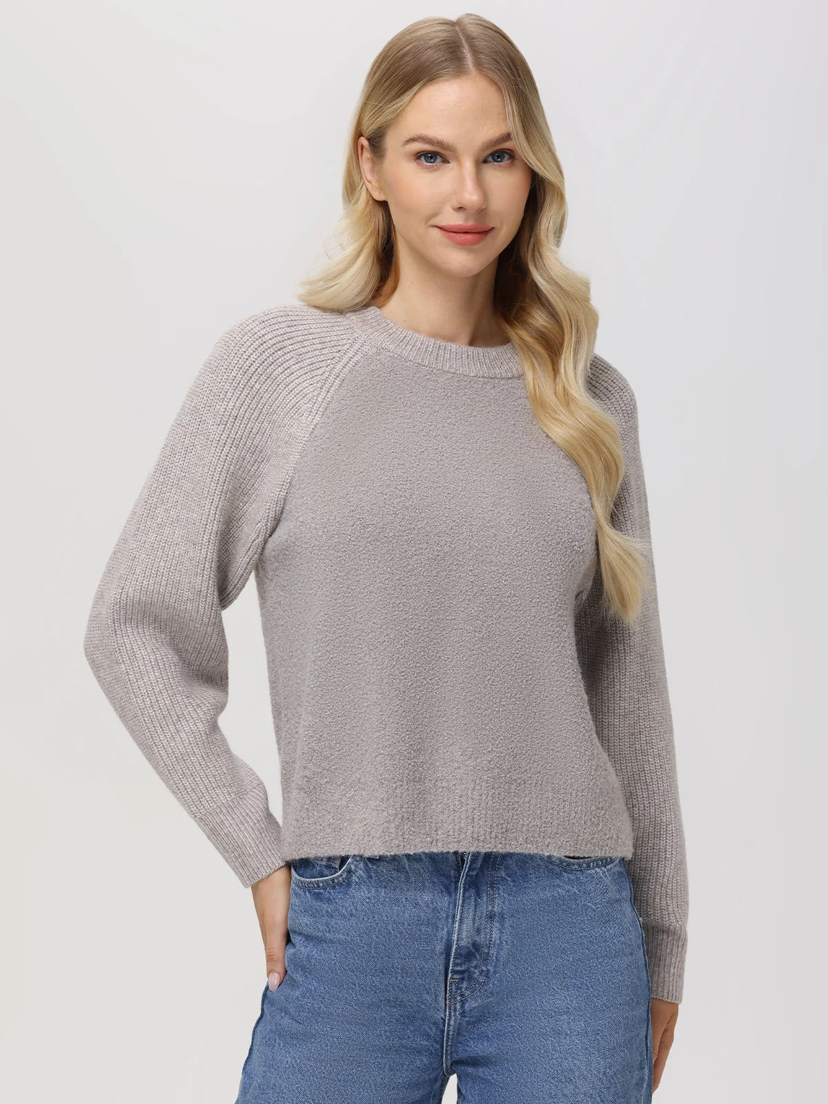 Mckenzie: Mixed Media Removable Collar Sweater - 1