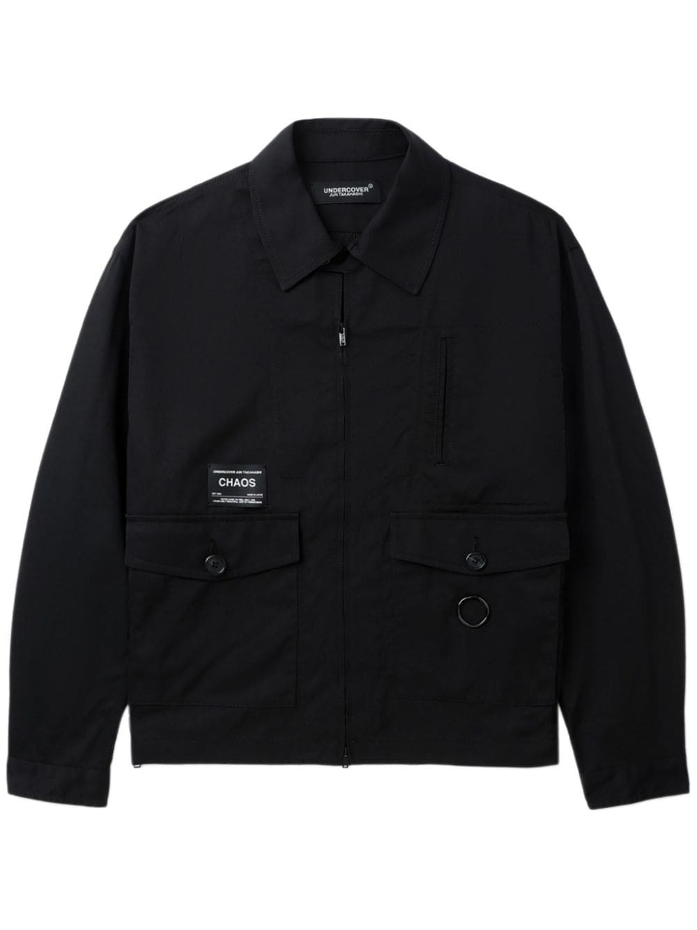 logo-patch twill shirt jacket - 1
