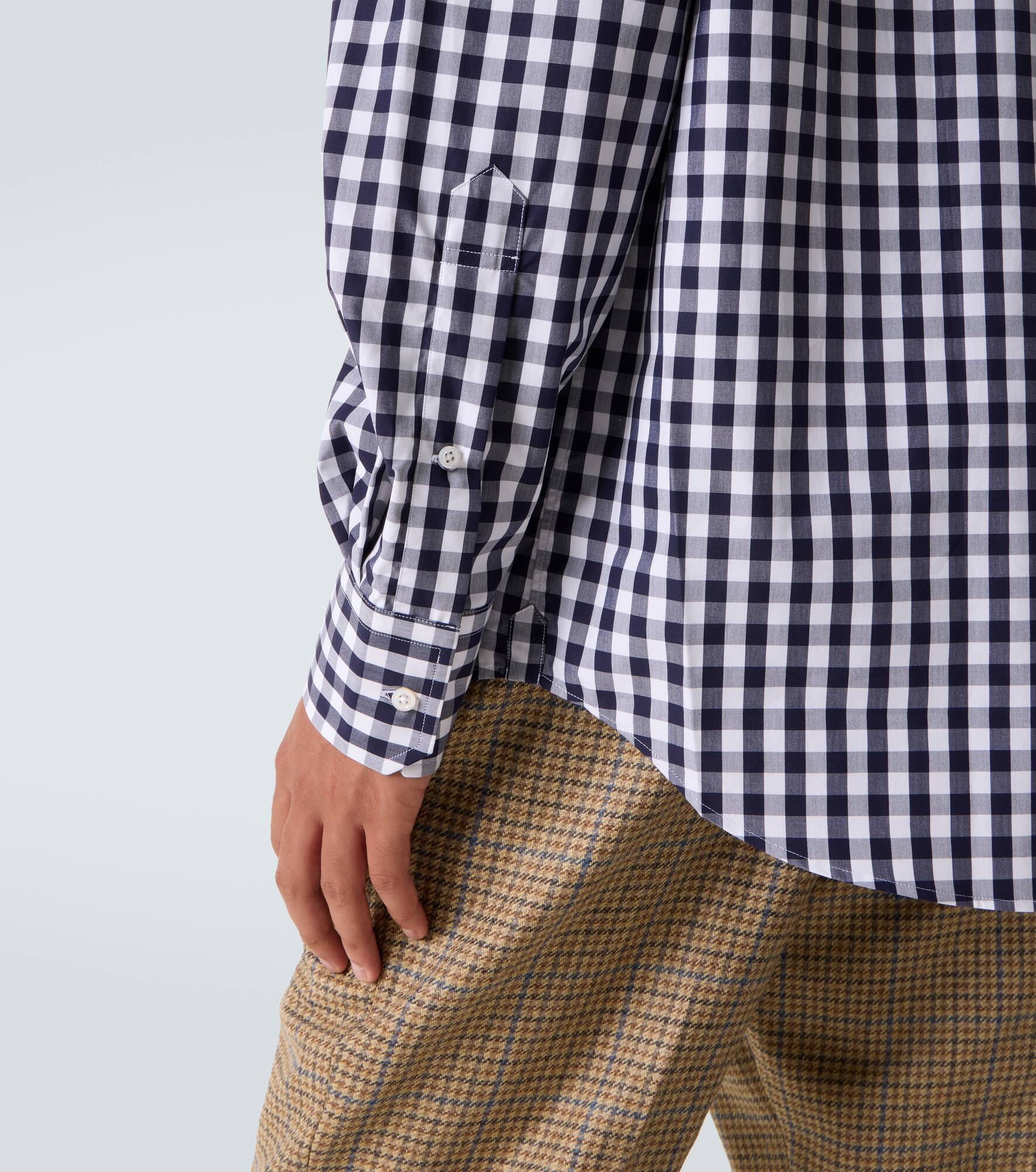 Stripe Oxford Armband gingham cotton shirt - 8