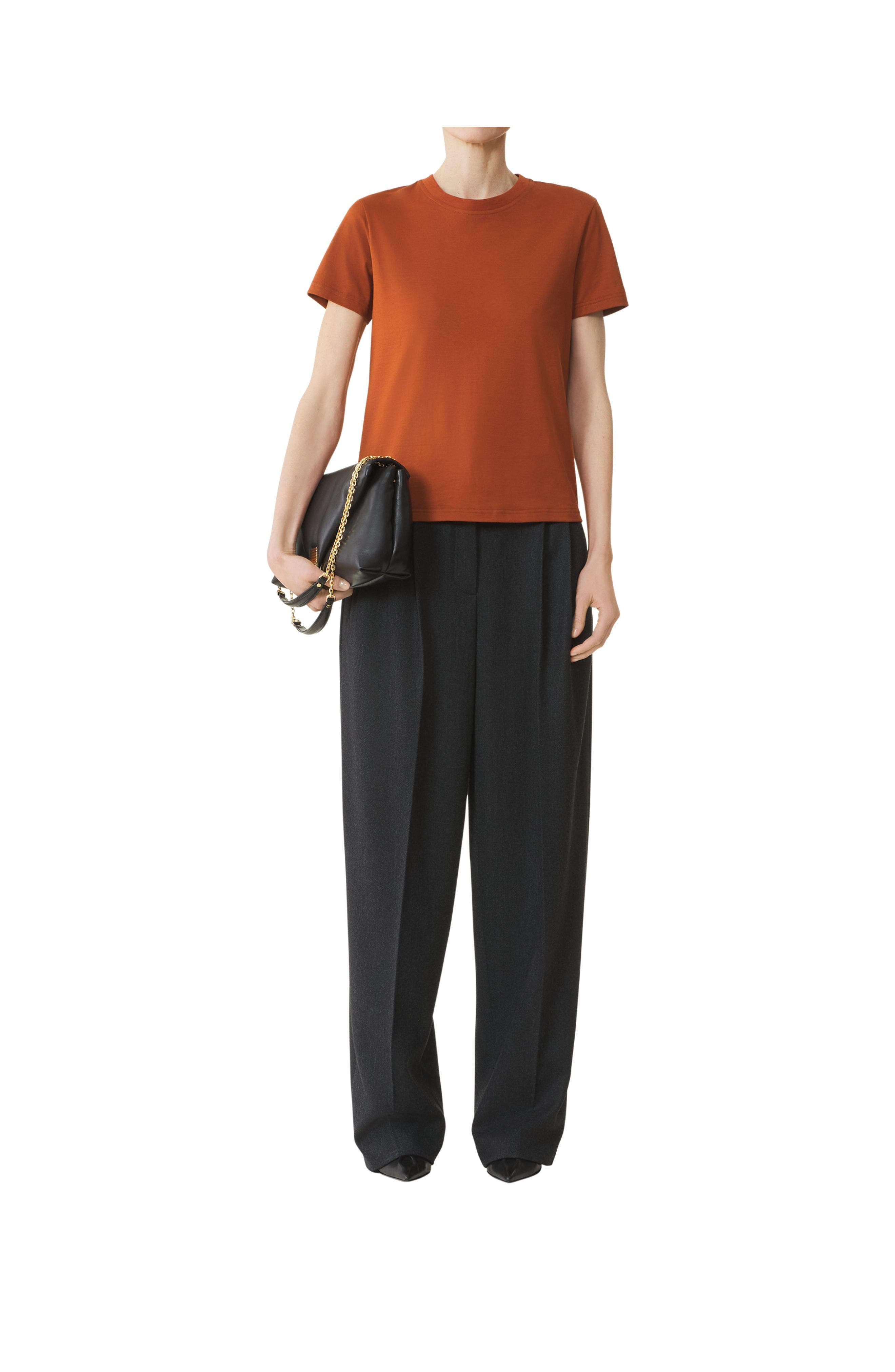 Lanvin Cotton T-Shirt With Ribbon Detail in Chestnuts at Nordstrom - 2