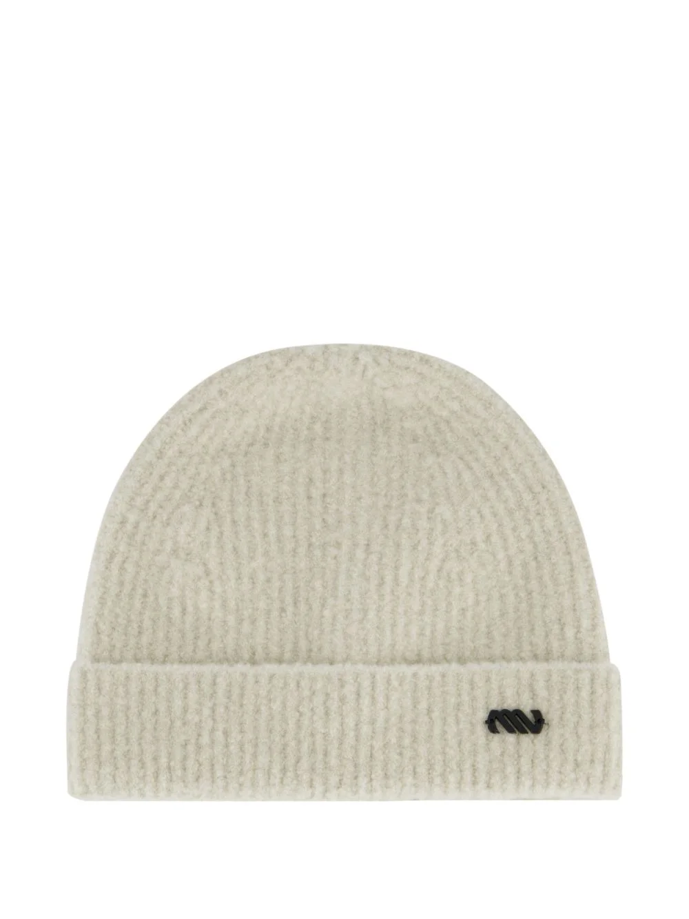 Felted logo-plaque ribbed beanie hat - 1