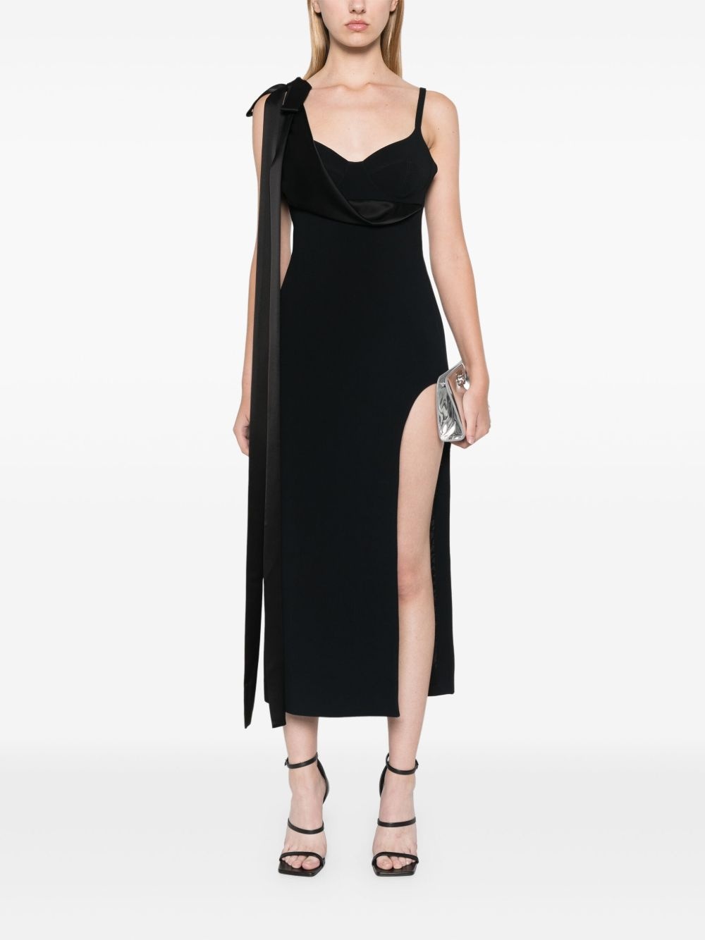 satin-bow midi dress - 2