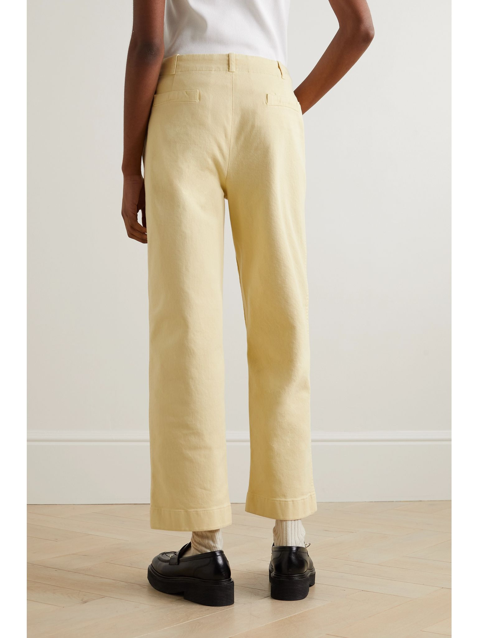 Cloutier cotton-blend twill straight-leg pants Yellow - 4