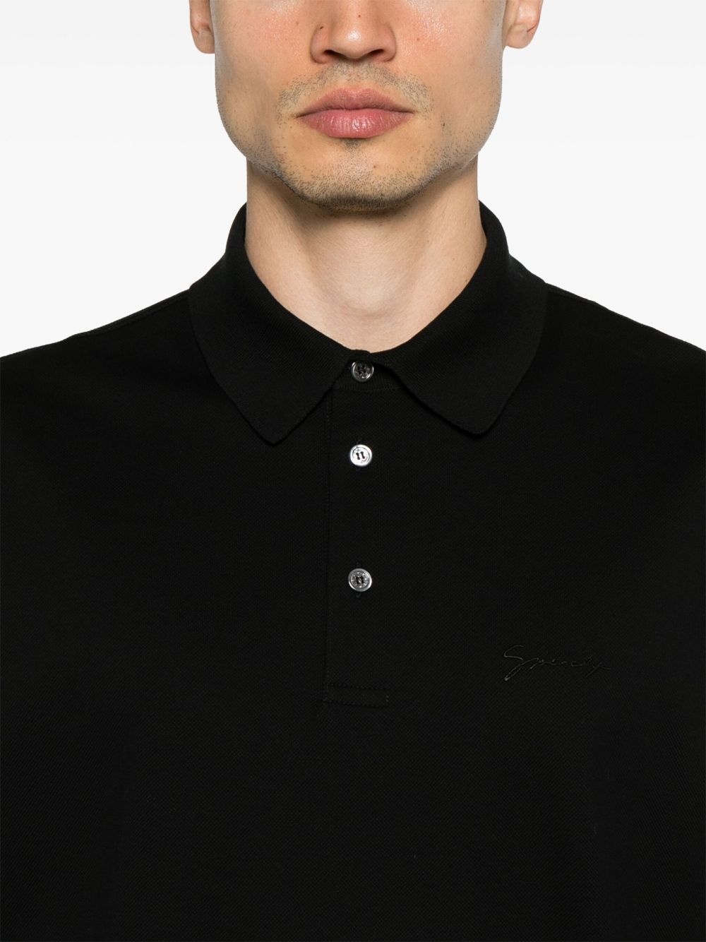 logo-embroidered cotton polo shirt - 4