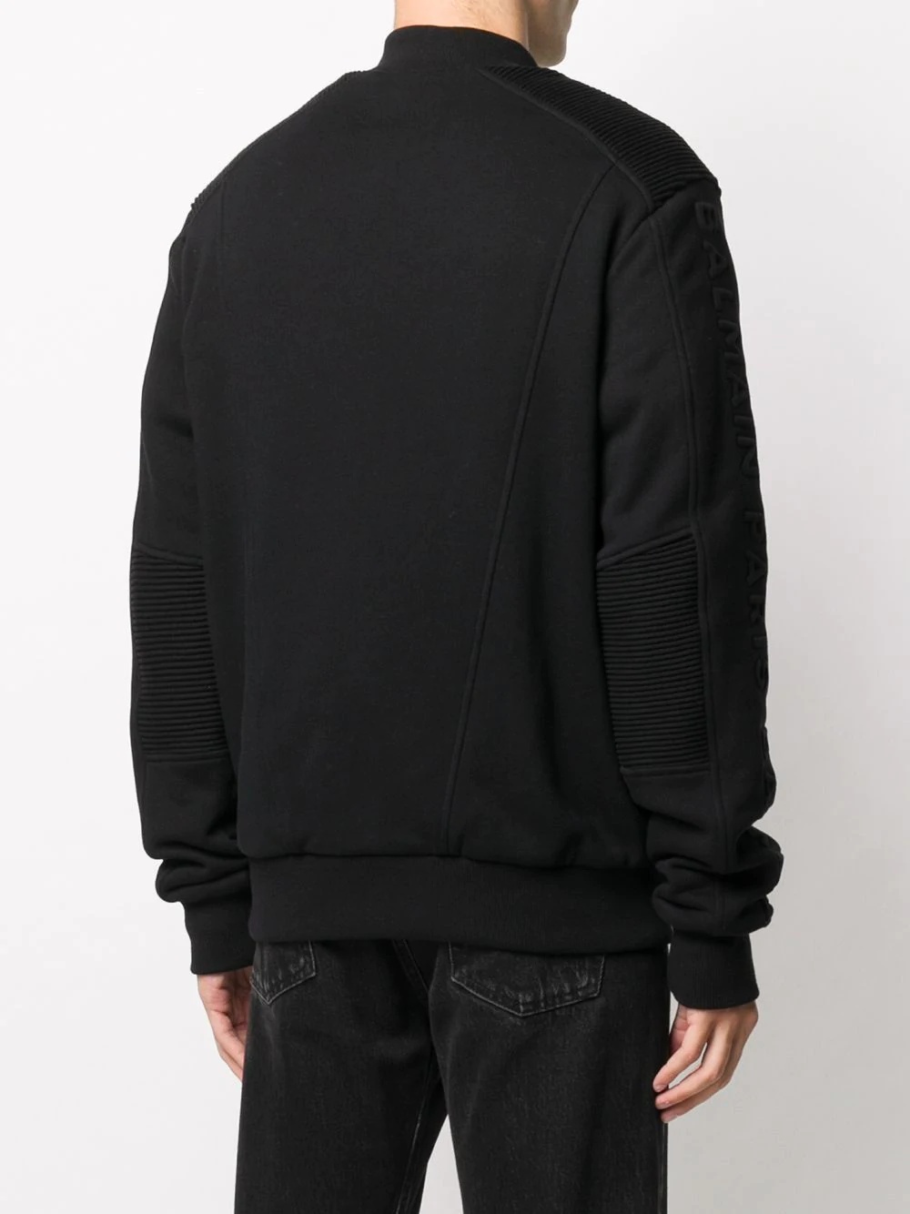 textured panel bomber jacket - 4