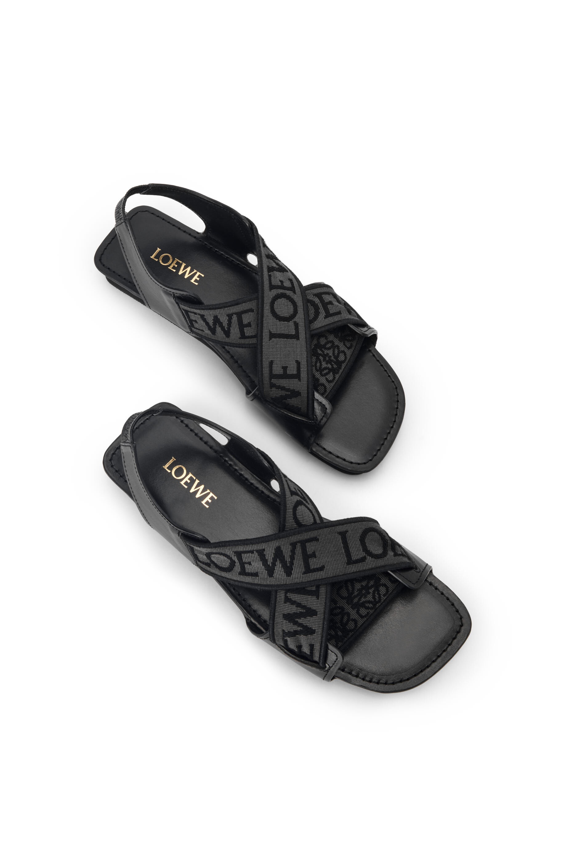LOEWE Criss Cross sandal in jacquard and calfskin - 3