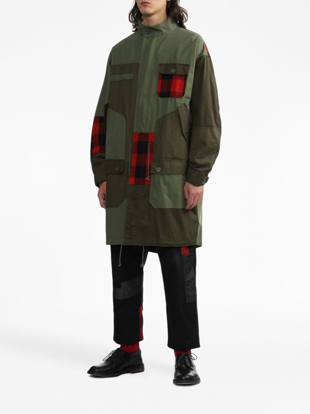 panelled mid-length parka coat - 3