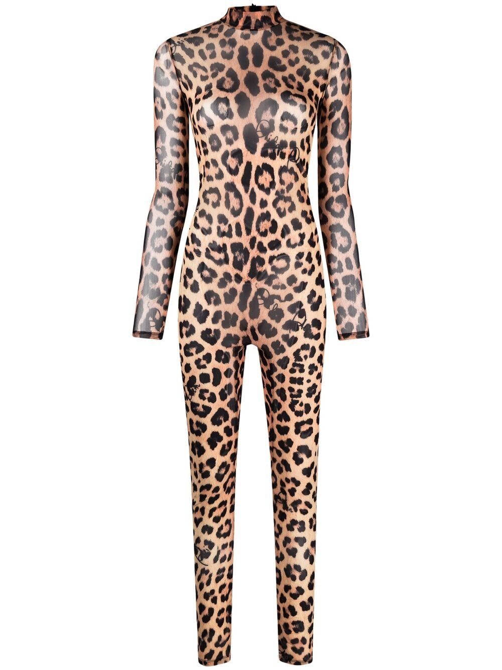 long-sleeved leopard-print jumpsuit - 1