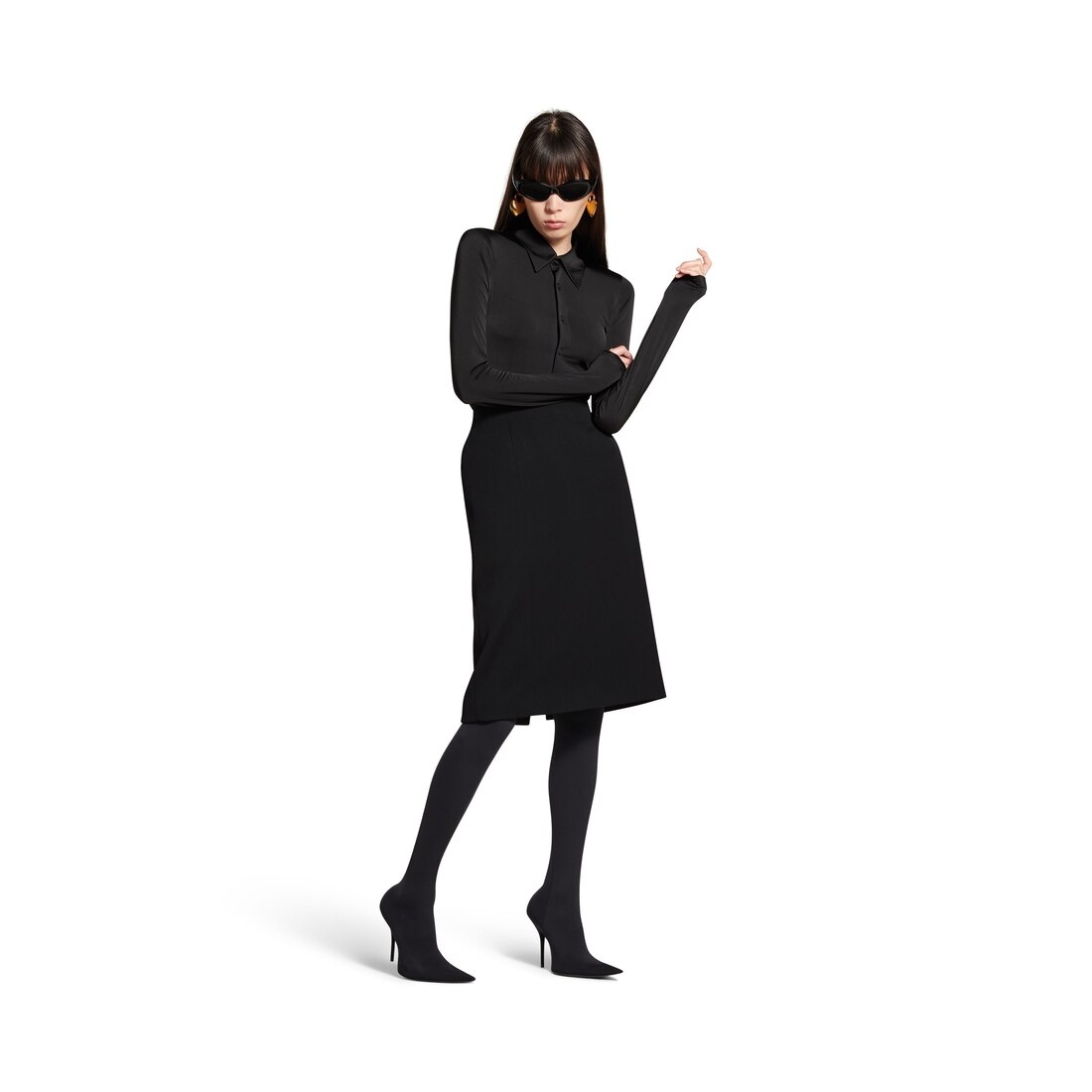 Women's Hourglass Midi Skirt in Black - 2