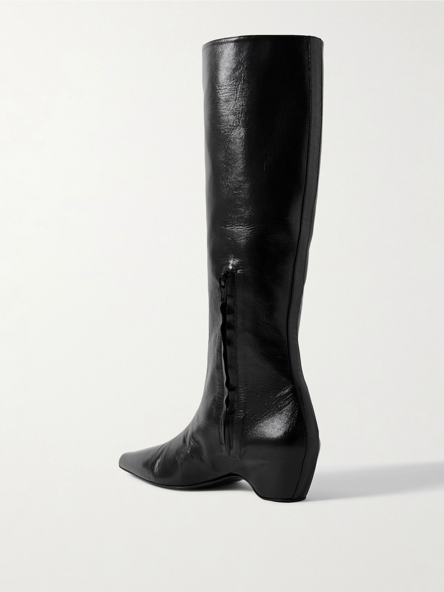 Sybil glossed-leather knee boots Black - 3