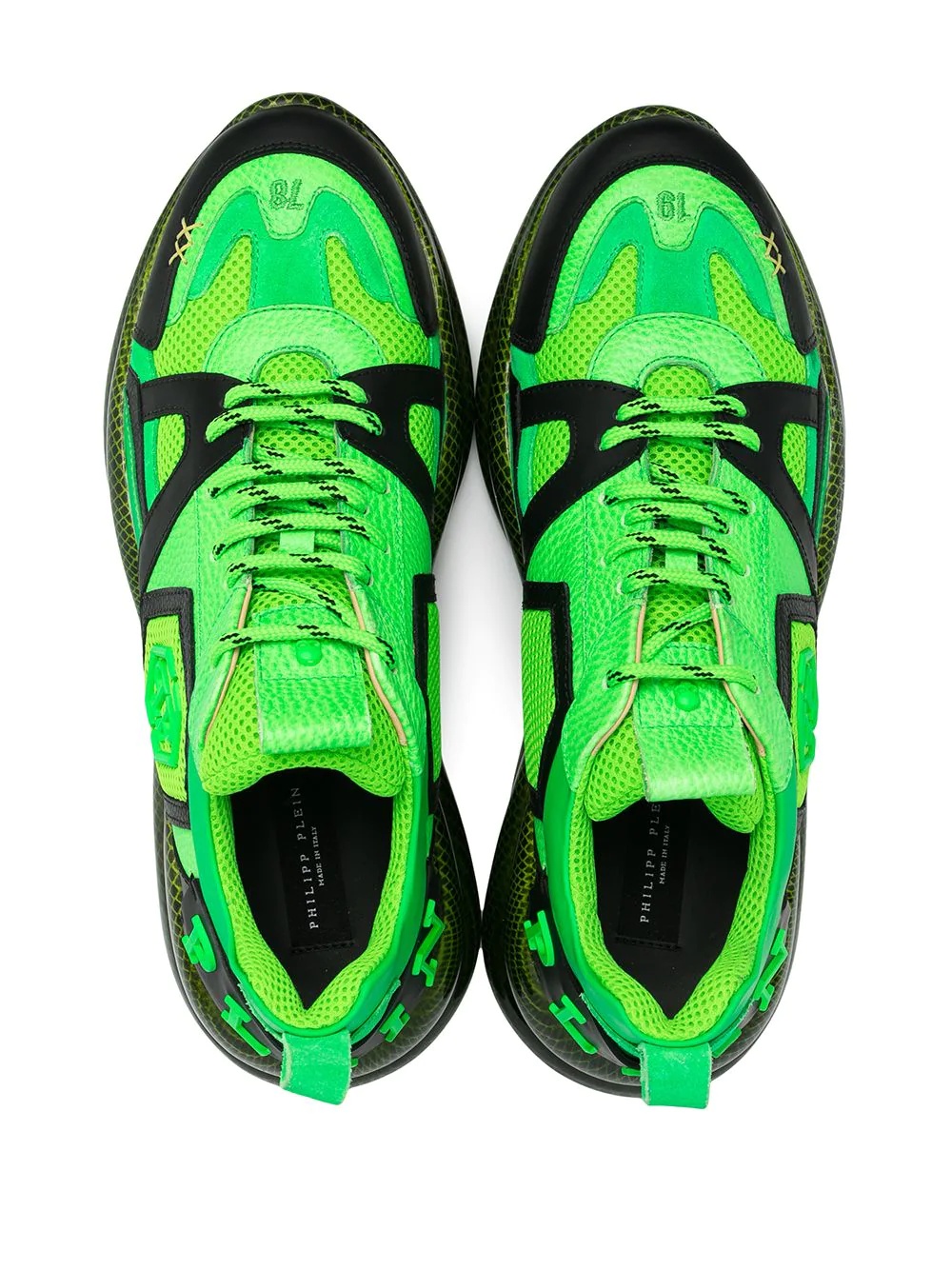 neon hexagonal-detail trainers - 4