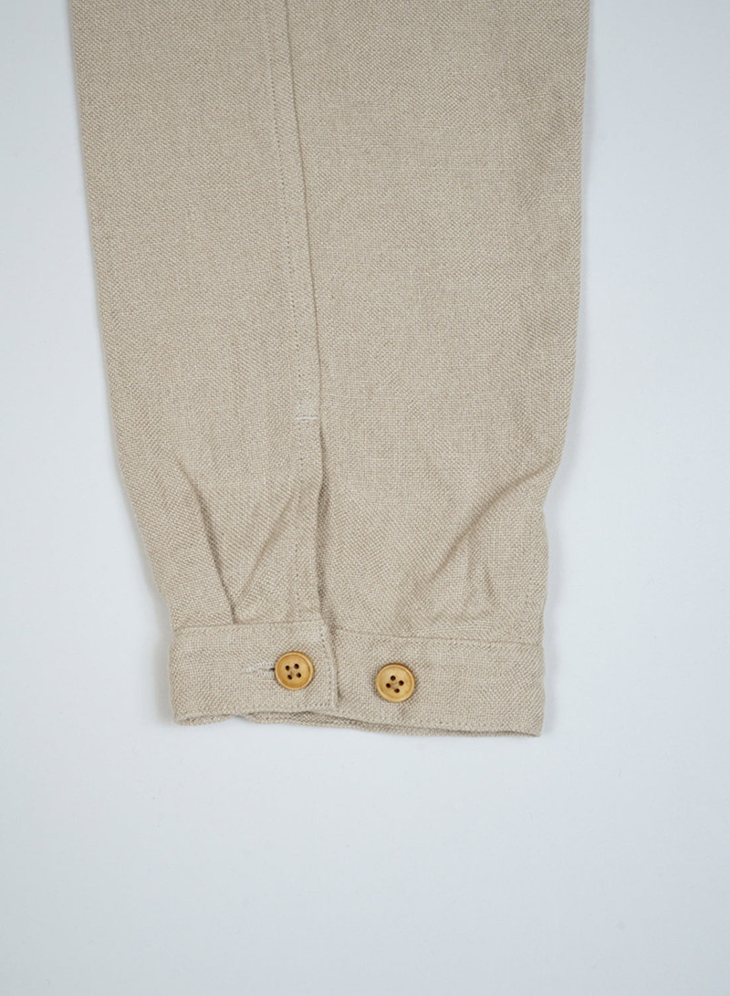 French Work Jacket Linen Pin Oxford in Ivory 6